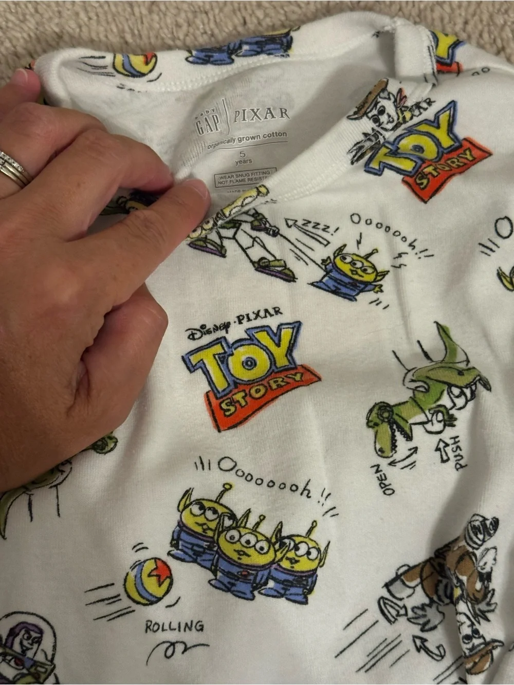 GAP White Toy Story Kids Pajama Set with Colorful Character Prints
